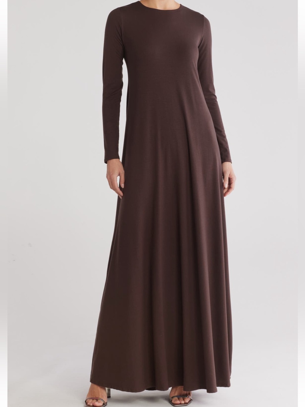 NEW Go Couture Long Sleeve Maxi Dress in Mole Brown
